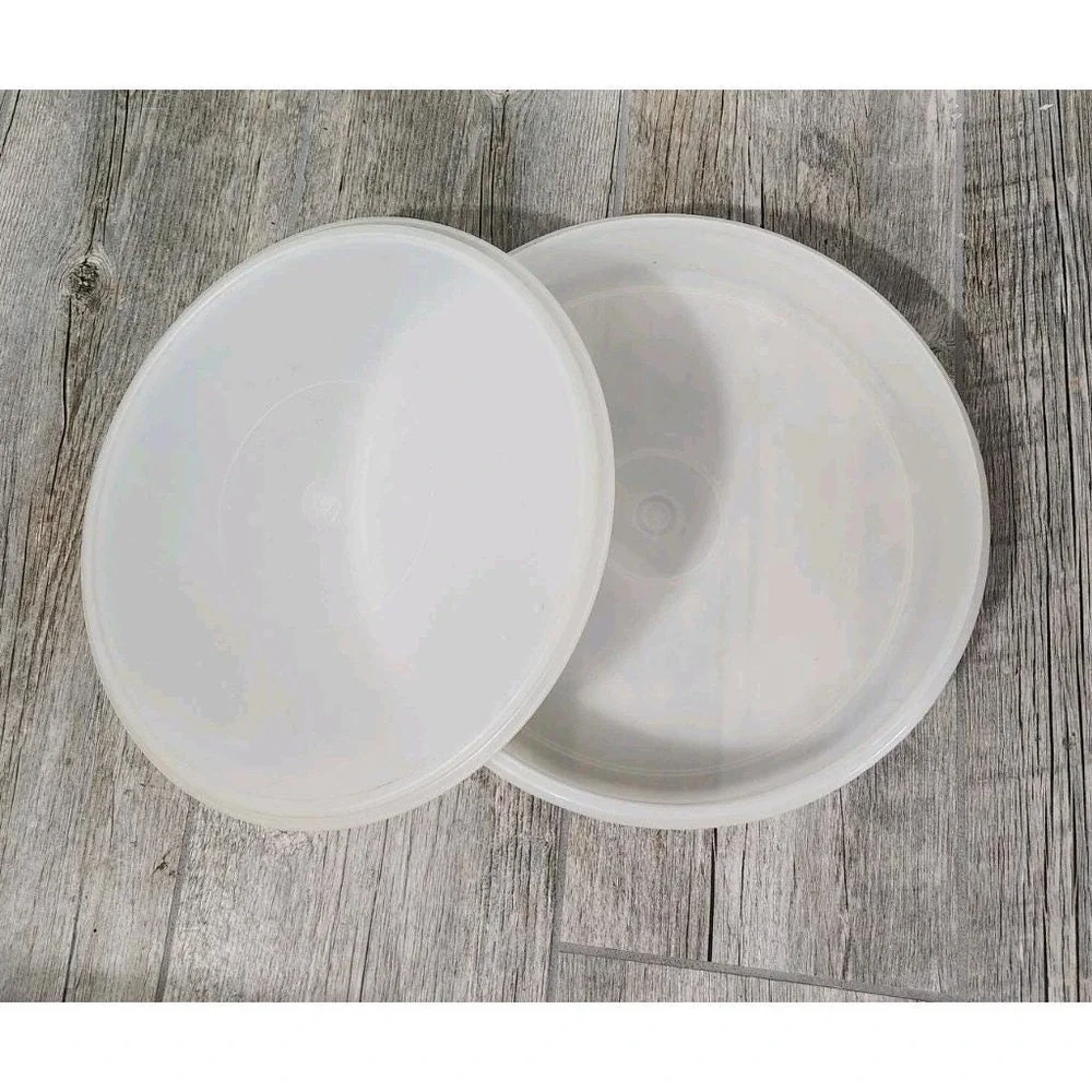 Vintage Tupperware Cupcake / Pie Container Keeper Clear 242-5 & 224-15 (lid) 12